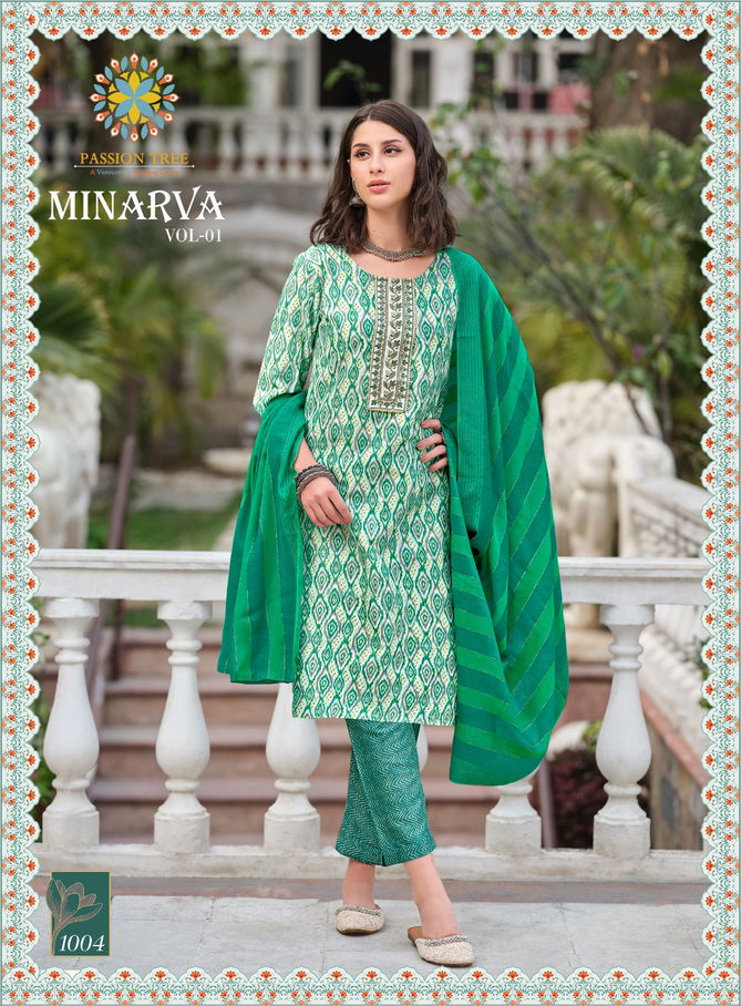 Minarva By Passion Tree Printed Straight Kurti With Bottom Dupatta Wholesale Market In Surat